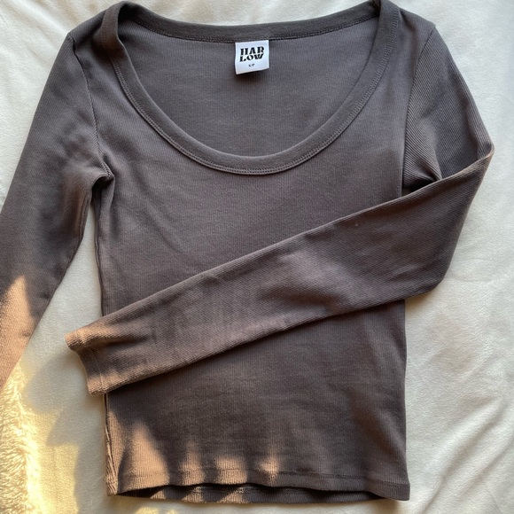 Harlow essential long sleeve scoop neck top - charcoal grey - Picture 2 of 2